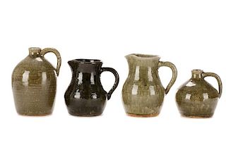 Group of 4 Edwin Meaders Pottery Jugs & Pitchers