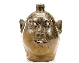 Signed Lanier Meaders Face Jug with Six Teeth