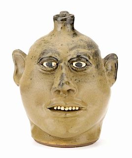 Signed Lanier Meaders Face Jug with Seven Teeth