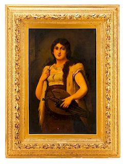Anton Brentano, "Portrait of a Girl", Oil