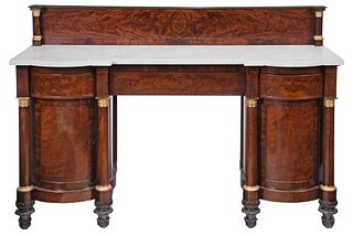 American Classical Bronze Mounted and Figured Mahogany Sideboard