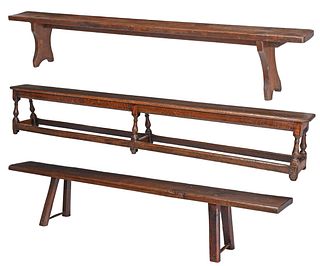 Three William and Mary Oak Long Benches
