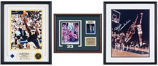 Three Framed Basketball Autographs or Relics 