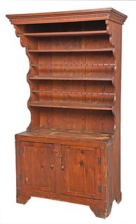 A Rare Southern Chippendale Yellow Pine Pewter Cupboard