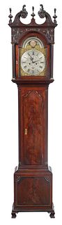 Rare and Important Philadelphia Chippendale Carved Mahogany Tall Case Clock