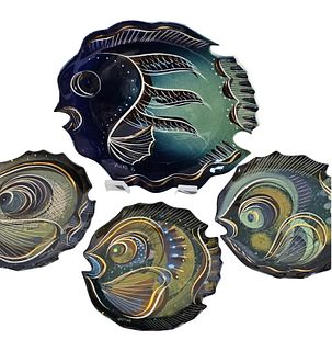 Sascha Brastoff Fish Platter and Plates 