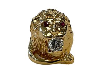14 kt Yellow Gold Lion Head with Mane Ring from the Surreal Collection