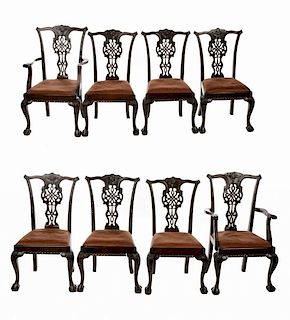 Set of 8 Mahogany Chippendale Style Chairs