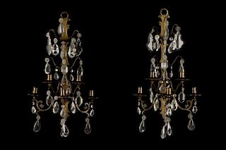 Pair of Neoclassical Style Brass Wall Sconces
