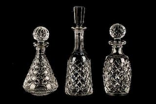 3 Waterford Crystal Decanters in "Alana" Pattern