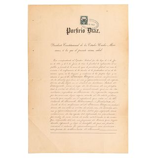 Díaz, Porfirio. Concesión de Aguas. México, abril 16 de 1903. Firmado por Porfirio Díaz