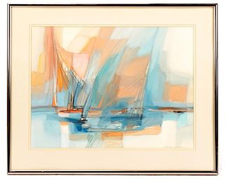 Betty Barnes Loehle, "Sails Over Water", Acrylic