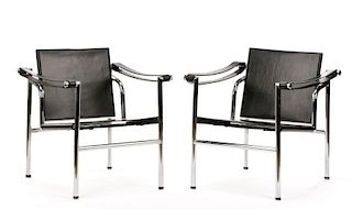 Pair, LC1 Basculant Chairs after Le Corbusier