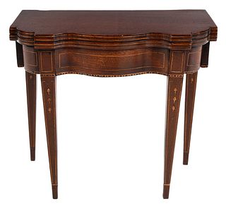 Miniature American Federal or Style Inlaid Mahogany Card Table