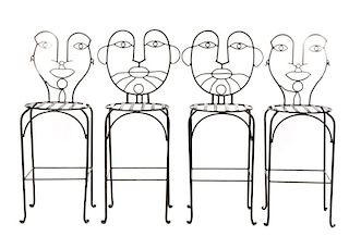 Set, 4 Frederick Weinberg Style Figural Barstools