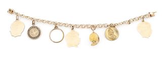 Ladies Vintage 14K Yellow Gold Charm Bracelet