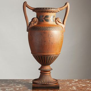 Neoclassical Style Painted Pottery Two-Handle Urn