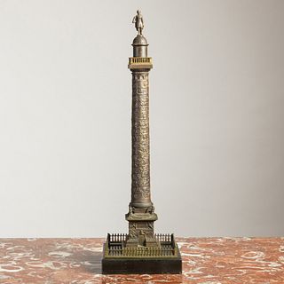 Grand Tour Bronze and Black Marble Model of Trajan's Column