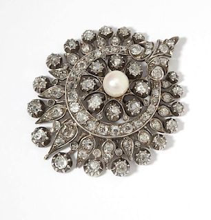 An antique diamond & pearl pendant