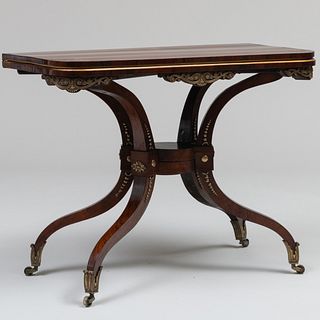 Regency Brass-Inlaid and Mounted Rosewood Games Table
