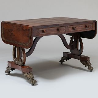 Regency Brass Inlaid and Gilt-Metal-Mounted Rosewood Sofa Table