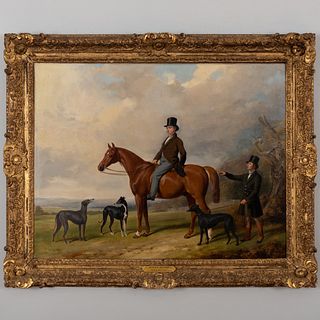William Barraud (1810-1850) and Henry Barraud (1811-1874): Horseman in Landscape with Greyhounds and Trainer