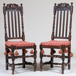 Pair of Charles II Stained Oak Side Chairs