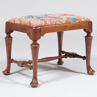 George II Mahogany Needlework Upholstered Stool