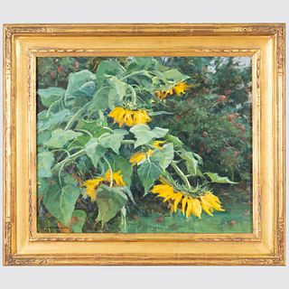 Clyde Aspevig (b. 1951): Sunflowers and Apples