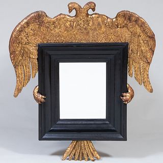 Austrian Neoclassical Carved Giltwood and Ebonized Mirror