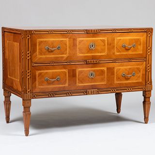 Italian Neoclassical Inlaid Fruitwood Chest of Drawers