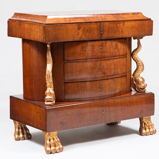 Continental Mahogany and Parcel-Gilt Secretaire Commode, Possibly Russian