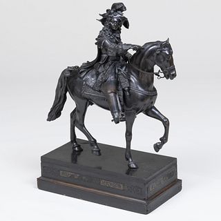 French Bronze Model of Louis XIV on Horseback, After the Model by Pierre Cartellier and Louis-Maison-Lebon Petitot