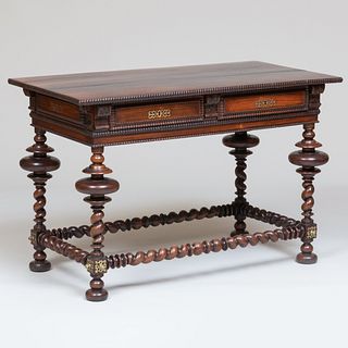 Portuguese Baroque Style Brass-Mounted Rosewood Table