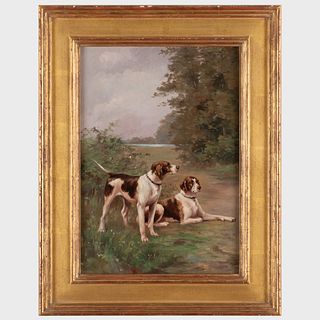 Albert Williams: Two Hounds in a Landscape; and Hunting Companions