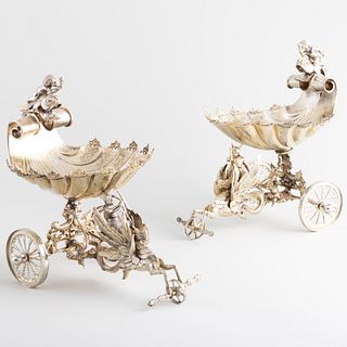 Pair of Victorian Silver and Silver Gilt Charioteers
