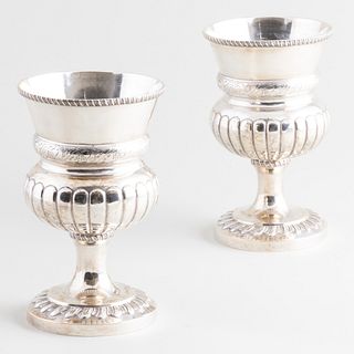 Pair of Early American Silver Goblets