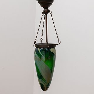 Tiffany Studios Patinated-Bronze and Glass Stalactite Ceiling Light