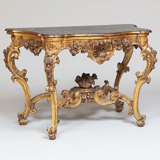 Italian Rococo Painted and Parcel-Gilt Console Table, Naples
