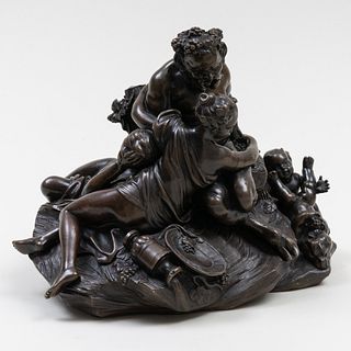 French Bronze Model of Silenus Seated with Three Bacchantes, by Etienne-Maurice Falconet After Boucher