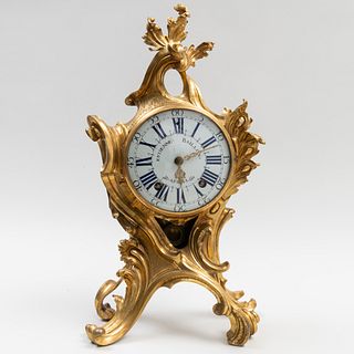 Louis XV Ormolu Mantle Clock, Dial Signed Estienne Baillon a Paris, Marked with the Crowned C