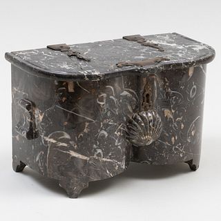 Unusual Régence Metal-Mounted Fossilized Marble Tobacco Box 