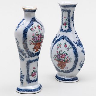 Two Chinese Export Blue and White Porcelain Vases