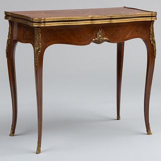 Louis XV Style Gilt-Bronze-Mounted Kingwood and Tulipwood Marquetry Games Table                      