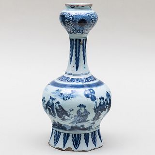 Delft Blue and White Garlic Mouthed Vase
