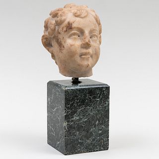White Marble Fragmentary Head of a Child 