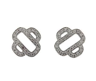 Hermes 18K Gold Diamond Stud Earrings