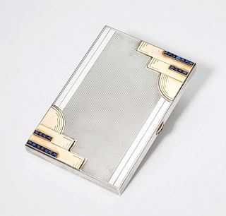 An Art Deco sapphire cigarette case, Cartier