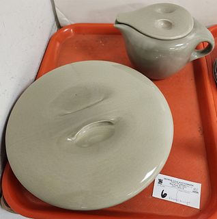 tray russel wright covered sectioned bowl and covered pitcher