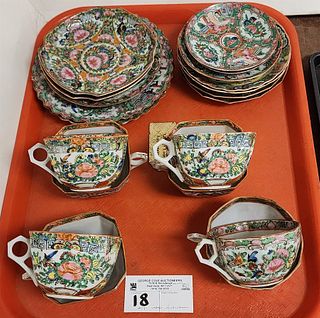 tray 20 pc rose medallion cups/saucers